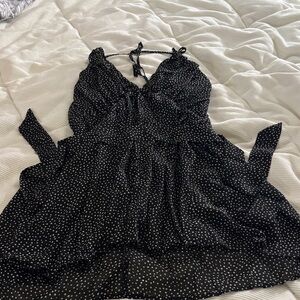 Black Polka Dot Halter Romper - Women's Sleeveless Jumpsuit